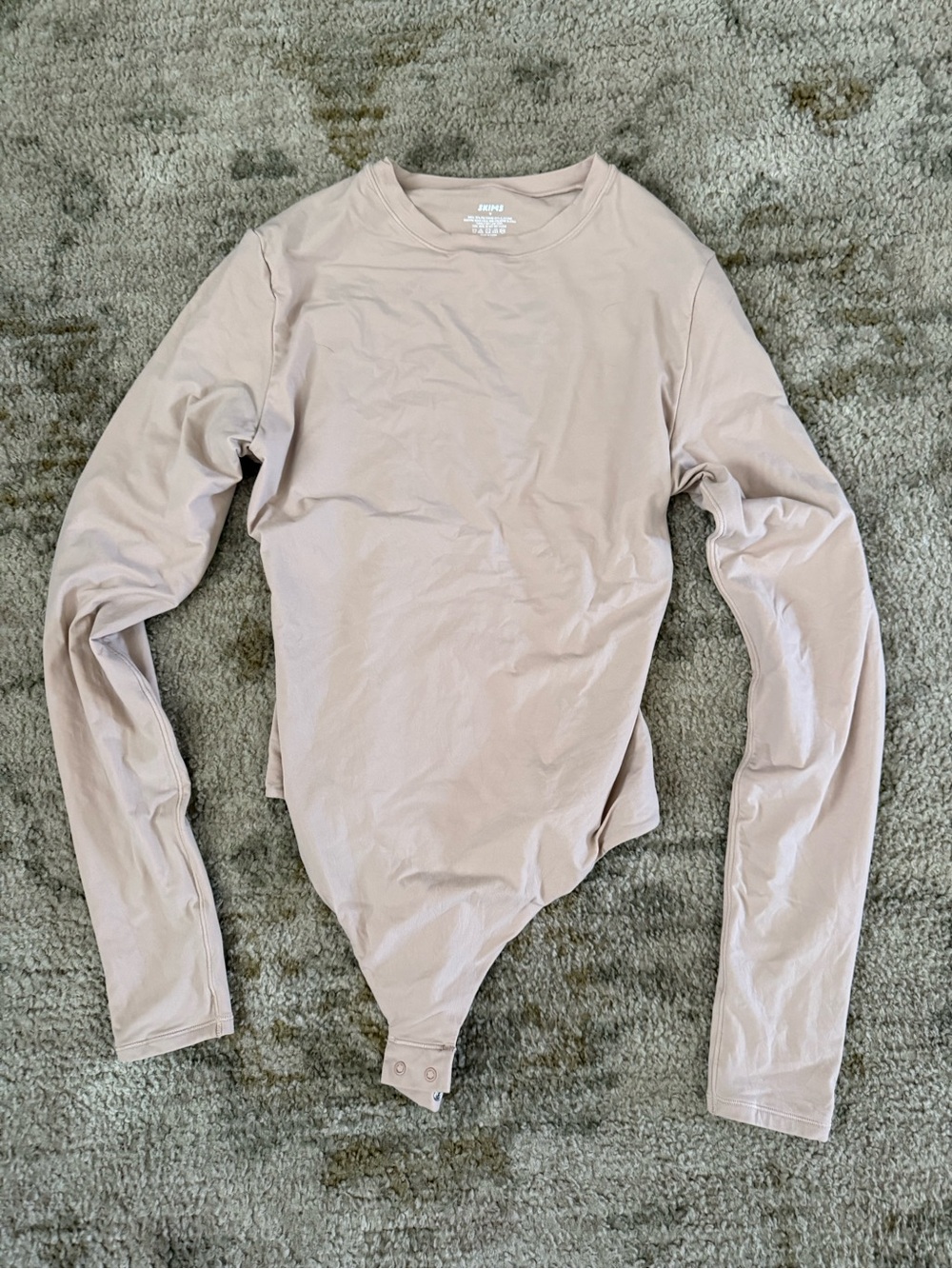 SKIMS Long Sleeve Crewneck Bodysuit in Light Taupe